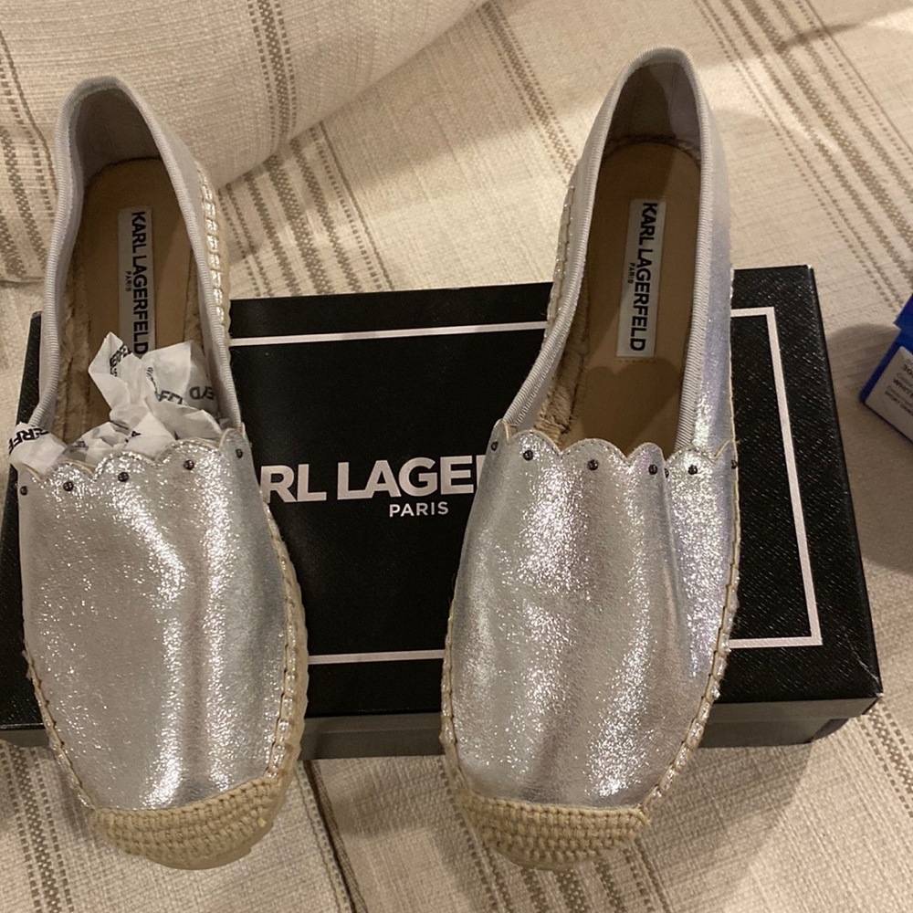 Karl Lagerfeld metallic espadrille